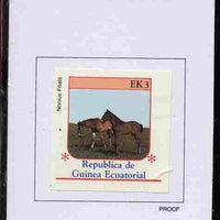 Equatorial Guinea 1976 Horses 3EK Nonius Foals proof in issued colours mounted on small card - as Michel 806