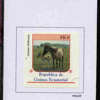 Equatorial Guinea 1976 Horses 8EK Dulmen Wildhorse proof in issued colours mounted on small card - as Michel 808