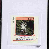 Equatorial Guinea 1976 Horses 30EK Lipizzaner proof in issued colours mounted on small card - as Michel 810