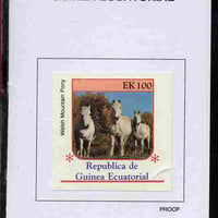 Equatorial Guinea 1976 Horses 1000EK Welsh Mountain Pony proof in issued colours mounted on small card - as Michel 812