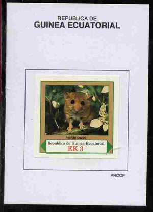 Equatorial Guinea 1977 European Animals 3EK Fieldmouse proof in issued colours mounted on small card - as Michel 1138