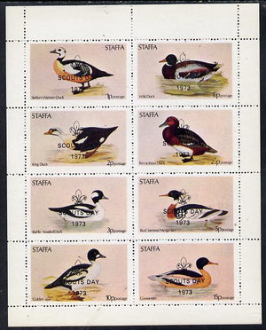 Staffa 1973 Ducks perf,set of 8 values opt'd Scouts Day 1973 (1p to 15p) unmounted mint