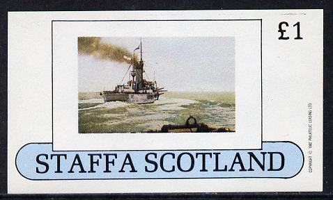 Staffa 1982 Battleships imperf souvenir sheet (£1 value) unmounted mint