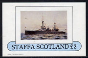 Staffa 1982 Battleships (HMS Invincible) imperf deluxe sheet (£2 value) unmounted mint