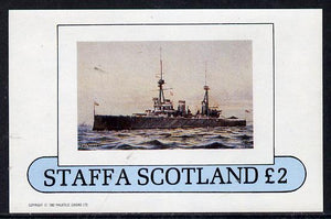 Staffa 1982 Battleships (HMS Invincible) imperf deluxe sheet (£2 value) unmounted mint