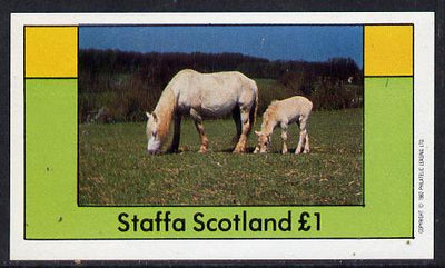 Staffa 1982 Horses imperf souvenir sheet (£1 value) unmounted mint