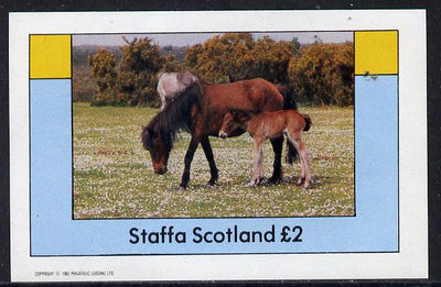 Staffa 1982 Horses imperf deluxe sheet (£2 value) unmounted mint