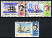 Pitcairn Islands 1967 Bicentenary of Discovery of Pitcairn Is 8d, 1s & 1s6d values SG 66-68 unmounted mint