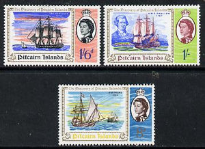 Pitcairn Islands 1967 Bicentenary of Discovery of Pitcairn Is 8d, 1s & 1s6d values SG 66-68 unmounted mint