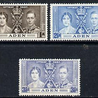 Aden 1937 KG6 Coronation set of 3 unmounted mint, SG 13-15