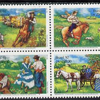 Brazil 1992 'Abrafex 92' Stamp Exhibition se-tenant block of 4 unmounted mint, SG 2521-24