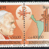 Brazil 1991 Papal Visit se-tenant set of 2 unmounted mint, SG 2494-95