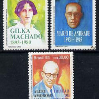 Brazil 1993 Book Day (Writer's Centenaries) set of 3, SG 2604-06 unmounted mint*