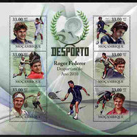 Mozambique 2010 Roger Federer (tennis) perf sheetlet containing 6 values unmounted mint