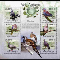 Mozambique 2010 The Environment - Pigeons perf sheetlet containing 6 values unmounted mint Michel 3483-88