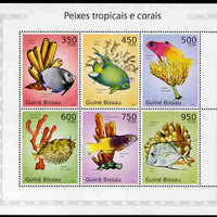 Guinea - Bissau 2010 Tropical Fish & Coral perf sheetlet containing 6 values unmounted mint