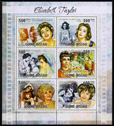 Guinea - Bissau 2010 Elizabeth Taylor perf sheetlet containing 6 values unmounted mint