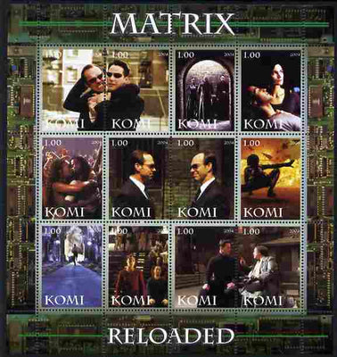 Komi Republic 2004 Matrix Reloaded #1 perf sheetlet containing set of 12 values unmounted mint