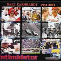 Abkhazia 2001 Dale Earnhardt imperf sheetlet containing set of 9 values unmounted mint