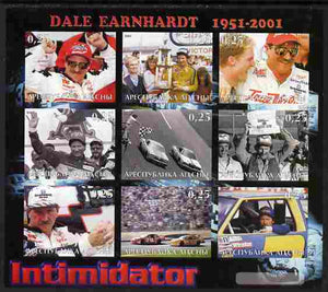 Abkhazia 2001 Dale Earnhardt imperf sheetlet containing set of 9 values unmounted mint