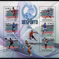 Mozambique 2010 Sport - Lawn Tennis large perf sheetlet containing 6 values unmounted mint, Scott #1998