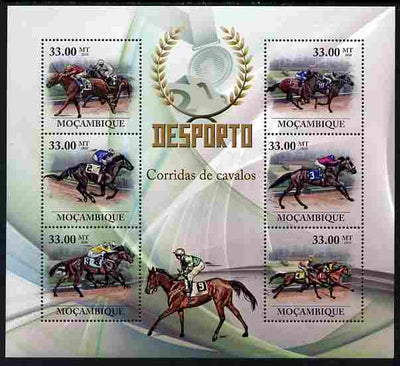 Mozambique 2010 Sport - Horse Racing large perf sheetlet containing 6 values unmounted mint, Scott #2005