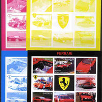 Turkmenistan 1999 Ferrari sheetlet containing set of 8 values plus,the set of 4 imperf progressive proofs comprising 3 individual colours plus all 4-colour composite, unmounted mint