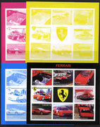 Turkmenistan 1999 Ferrari sheetlet containing set of 8 values plus,the set of 4 imperf progressive proofs comprising 3 individual colours plus all 4-colour composite, unmounted mint