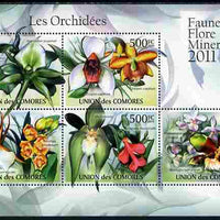 Comoro Islands 2011 Orchids perf sheetlet containing 5 values unmounted mint