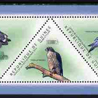 Guinea - Conakry 2011 Birds of Prey perf sheetlet containing set of 5 triangular shaped values unmounted mint