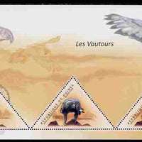 Guinea - Conakry 2011 Birds of Prey perf sheetlet containing 3 triangular shaped values unmounted mint