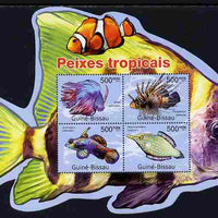 Guinea - Bissau 2011 Tropical Fish special shaped perf sheetlet containing 4 values unmounted mint