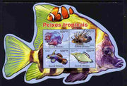 Guinea - Bissau 2011 Tropical Fish special shaped perf sheetlet containing 4 values unmounted mint