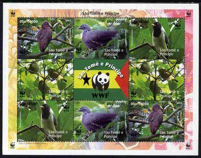 St Thomas & Prince Islands 2005 WWF - Local Bird Species perf sheetlet containing 2 sets of 4 plus label unmounted mint