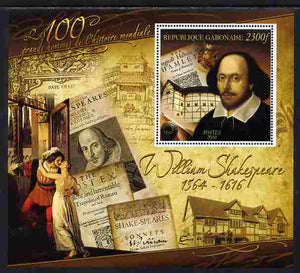 Gabon 2010-12 Greatest Personalities in World History - William Shakespeare large perf s/sheet unmounted mint