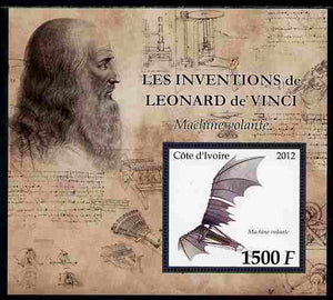 Ivory Coast 2012 Inventions of Leonardo da Vinci #2 Flying Machine large perf s/sheet unmounted mint