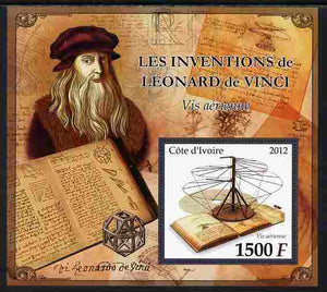 Ivory Coast 2012 Inventions of Leonardo da Vinci #5 Air Screw large perf s/sheet unmounted mint