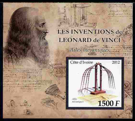 Ivory Coast 2012 Inventions of Leonardo da Vinci #7 Mechanical Wings large perf s/sheet unmounted mint