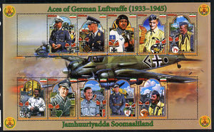 Somaliland 2011 Air Aces of the German Luftwaffe (WW2) perf sheetlet containing 10 values plus 2 labels unmounted mint