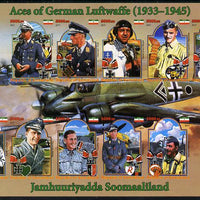 Somaliland 2011 Air Aces of the German Luftwaffe (WW2) imperf sheetlet containing 10 values plus 2 labels unmounted mint