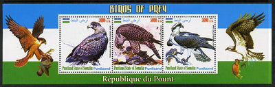 Puntland State of Somalia 2011 Birds of Prey perf sheetlet containing 3 values unmounted mint