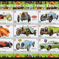 Puntland State of Somalia 2010 Classic Sports Cars of France with Scouts Logos perf sheetlet containing 9 values unmounted mint