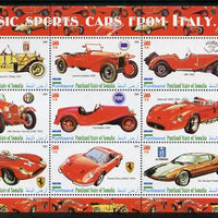 Puntland State of Somalia 2010 Classic Sports Cars of Italy with Scouts Logos perf sheetlet containing 9 values unmounted mint