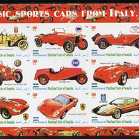 Puntland State of Somalia 2010 Classic Sports Cars of Italy with Scouts Logos imperf sheetlet containing 9 values unmounted mint