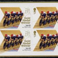 Great Britain 2012 London Olympic Games Team Great Britain Gold Medal Winner #07 - Steven Burke, Ed Clancy, Peter Kennaugh & Geraint Thomas (Track Cycling) self adhesive sheetlet containing 6 x first class values unmounted mint