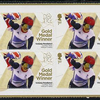 Great Britain 2012 London Olympic Games Team Great Britain Gold Medal Winner #08 - Victoria Pendleton (Track Cycling) self adhesive sheetlet containing 6 x first class values unmounted mint