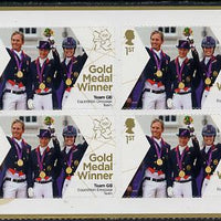 Great Britain 2012 London Olympic Games Team Great Britain Gold Medal Winner #20 - Laura Bechtolsheimer, Charlotte Dujardin & Carl Hester (Equestrian) self adhesive sheetlet containing 6 x first class values unmounted mint