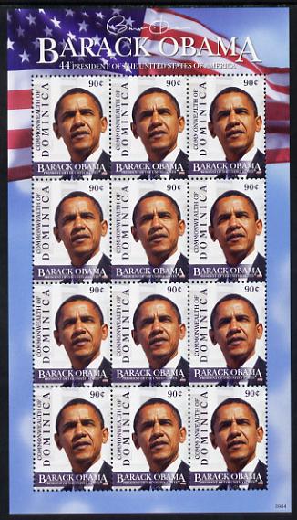 Dominica 2009 Inauguration of Pres Barack Obama perf sheetlet of 12 x 90c unmounted mint, SG 3633