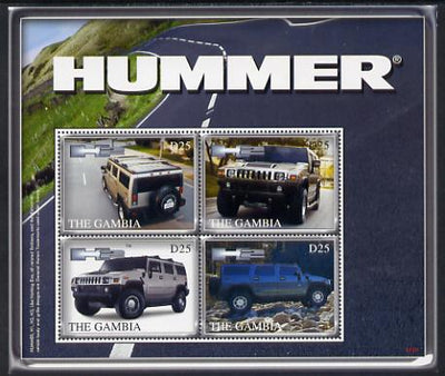 Gambia 2007 General Motors Hummer H2 perf sheetlet of 4 unmounted mint, SG 5146a