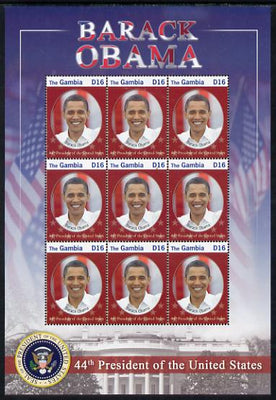 Gambia 2009 Inauguratuin of President Barack Obama perf sheetlet containing 12 values unmounted mint SG 5242